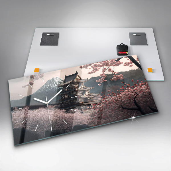 Vízszintes üvegóra Ázsiai torony cseresznyevirágok