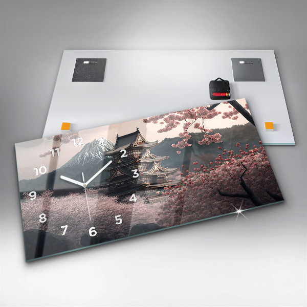 Vízszintes üvegóra Ázsiai torony cseresznyevirágok