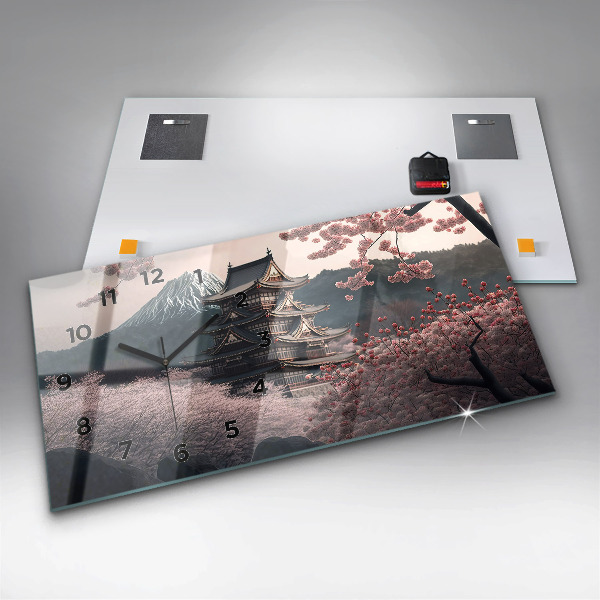 Vízszintes üvegóra Ázsiai torony cseresznyevirágok