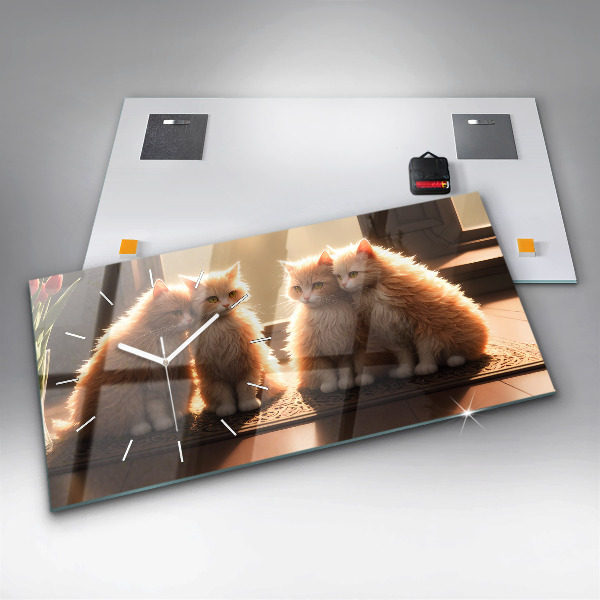 Vízszintes üvegóra Négy cica a napon