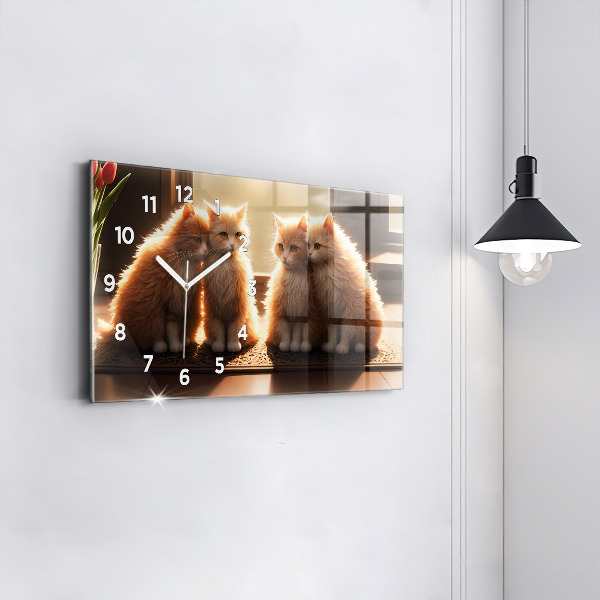 Vízszintes üvegóra Négy cica a napon