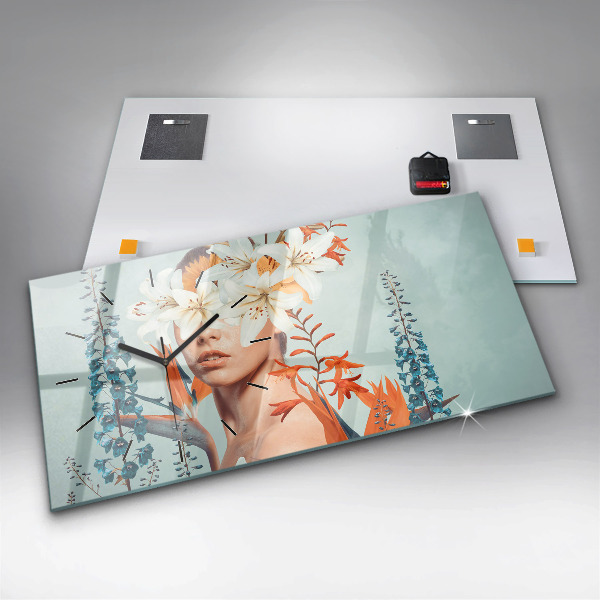 Vízszintes üvegóra Nő virággal