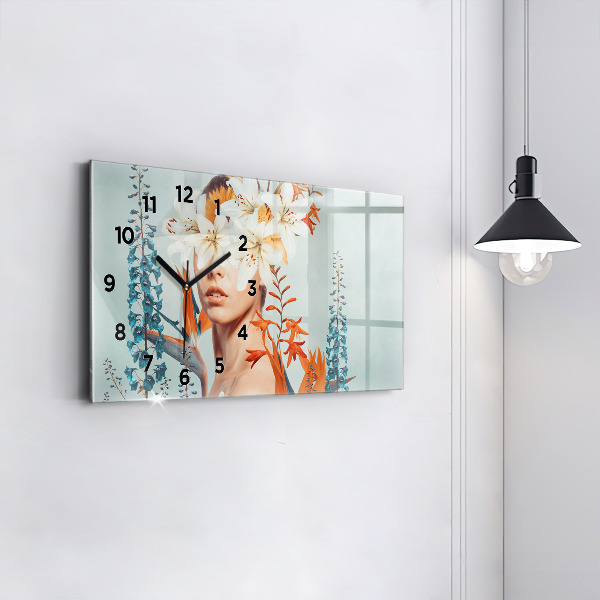 Vízszintes üvegóra Nő virággal