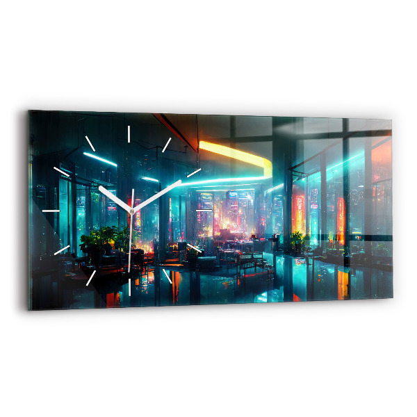 Vízszintes üvegóra Cyberpunk stílusú város