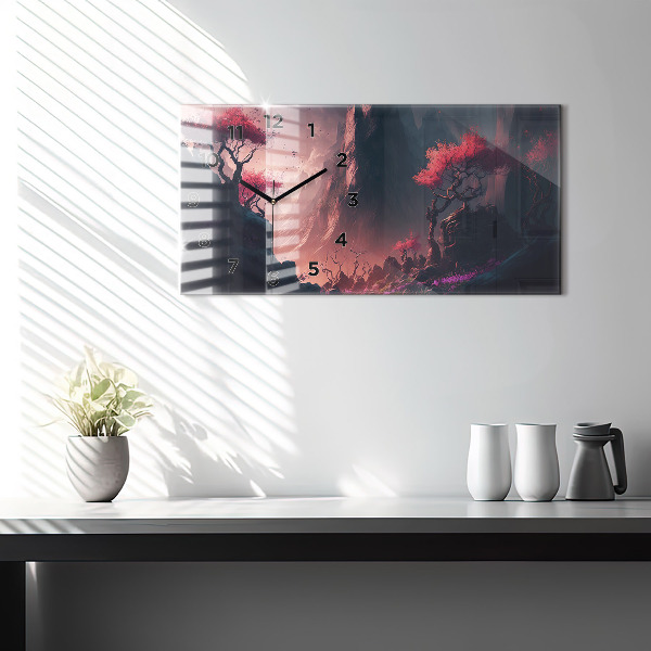 Vízszintes üvegóra Varázslatos erdő és hegység