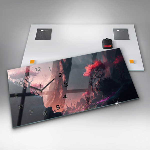 Vízszintes üvegóra Varázslatos erdő és hegység