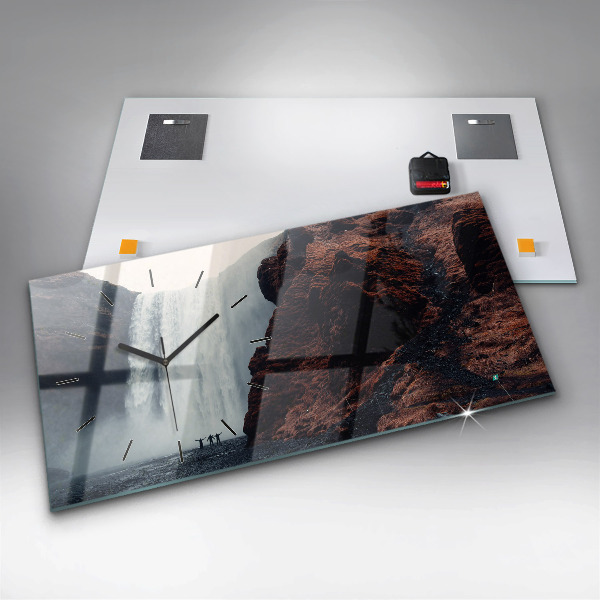 Vízszintes üvegóra Izlandi vízesés táj