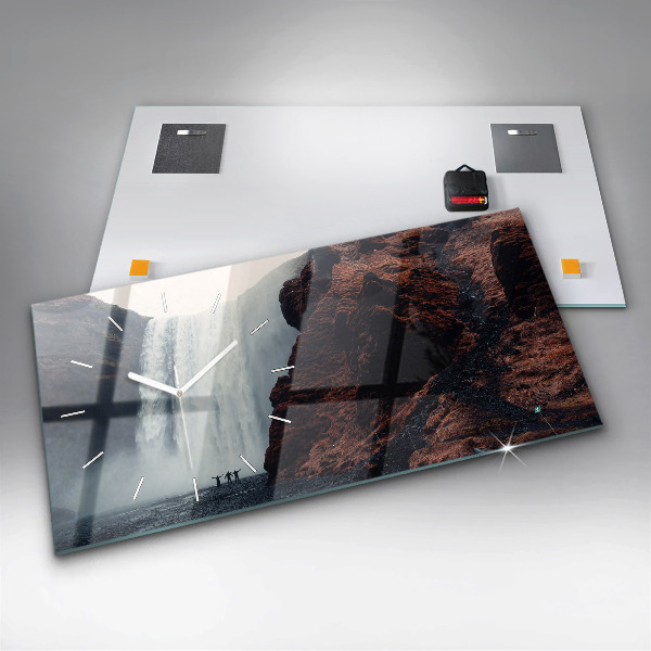 Vízszintes üvegóra Izlandi vízesés táj