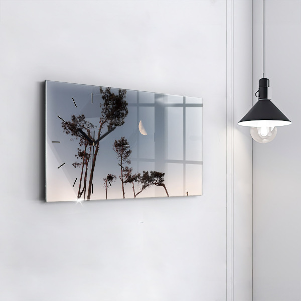 Vízszintes üvegóra Félhold és fák