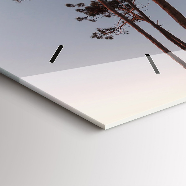 Vízszintes üvegóra Félhold és fák