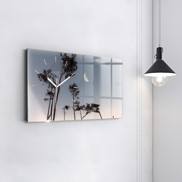 Vízszintes üvegóra Félhold és fák