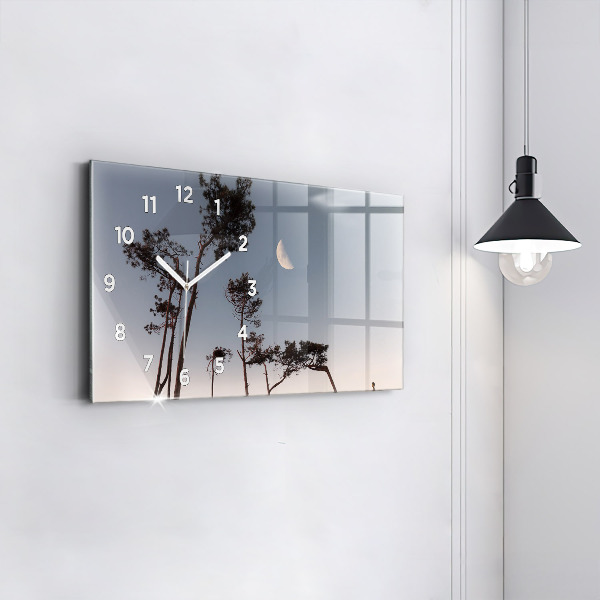 Vízszintes üvegóra Félhold és fák