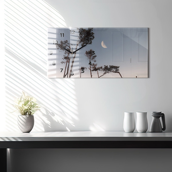 Vízszintes üvegóra Félhold és fák