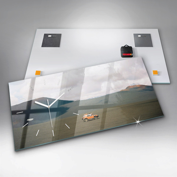 Vízszintes üvegóra Jármű a kamcsatkai sivatagban