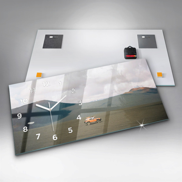 Vízszintes üvegóra Jármű a kamcsatkai sivatagban