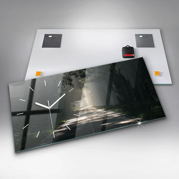 Vízszintes üvegóra Erdei út és a napfény csíkjai