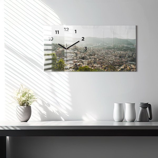 Vízszintes üvegóra Barcelona kilátás Montjuicra