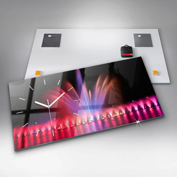 Vízszintes üvegóra Wroclaw-kút éjjel