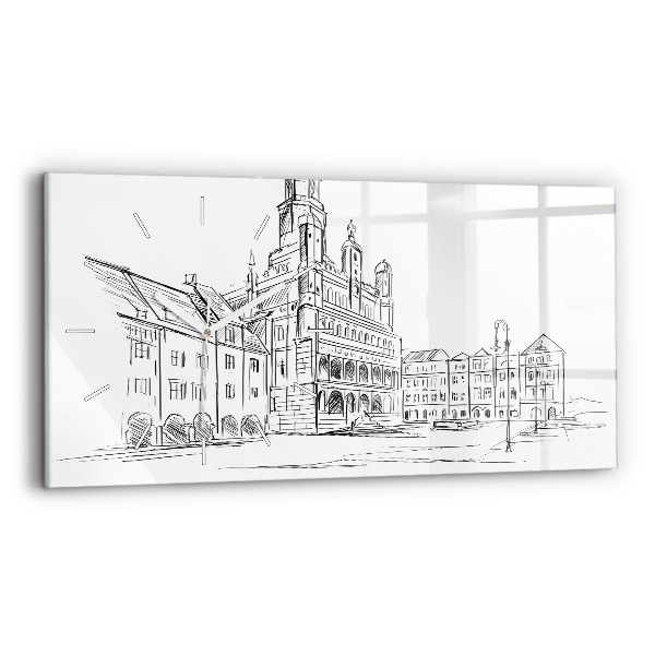 Vízszintes üvegóra Vázlat Poznań óvárosáról