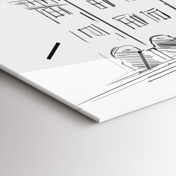 Vízszintes üvegóra Vázlat Poznań óvárosáról