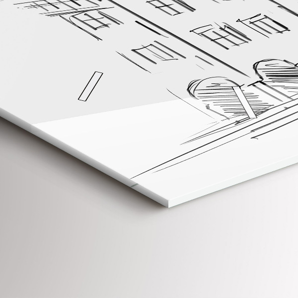 Vízszintes üvegóra Vázlat Poznań óvárosáról