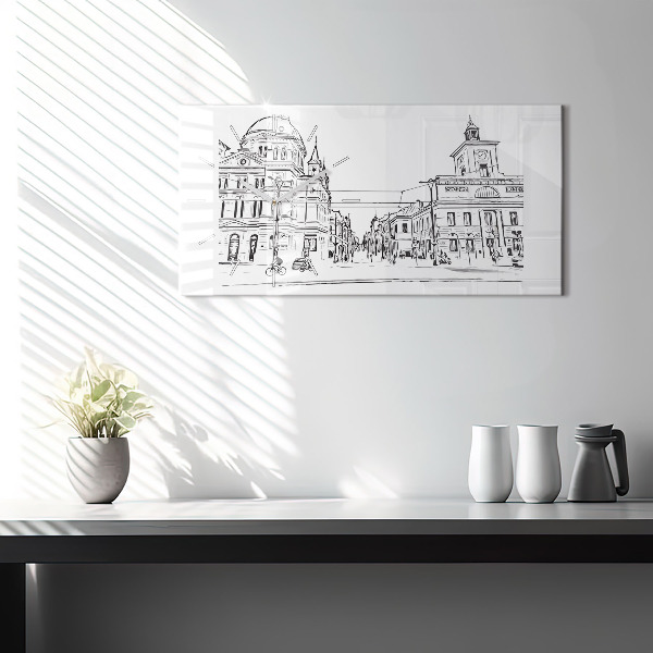 Vízszintes üvegóra Poznań város illusztrációja