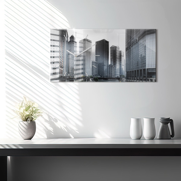 Vízszintes üvegóra Lodz panorámával a városra