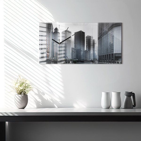 Vízszintes üvegóra Lodz panorámával a városra