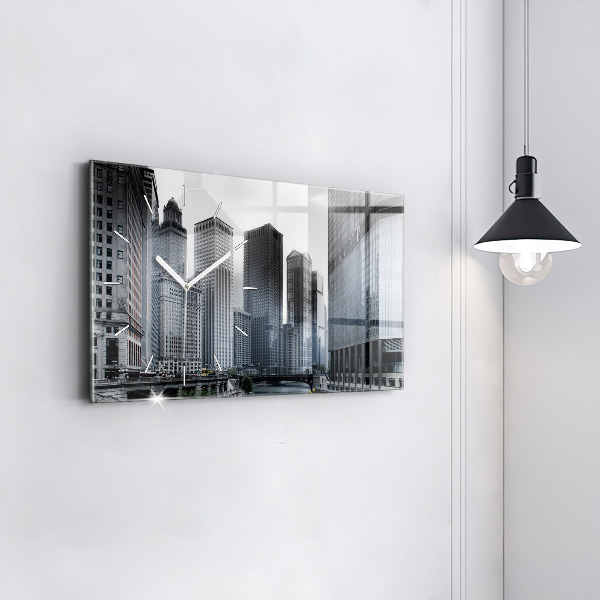 Vízszintes üvegóra Lodz panorámával a városra