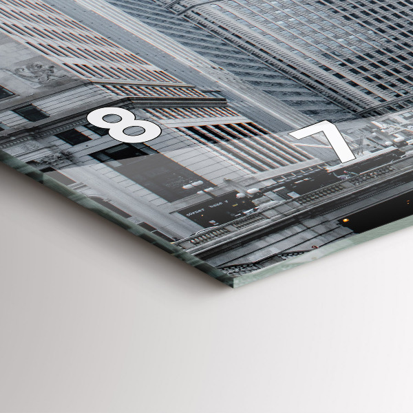 Vízszintes üvegóra Lodz panorámával a városra