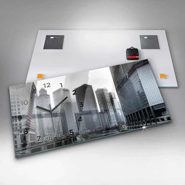 Vízszintes üvegóra Lodz panorámával a városra