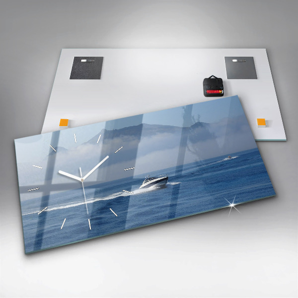 Vízszintes üvegóra Egy csónak az óceánon