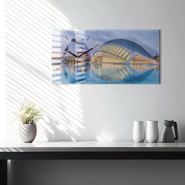 Vízszintes üvegóra Városi naplemente