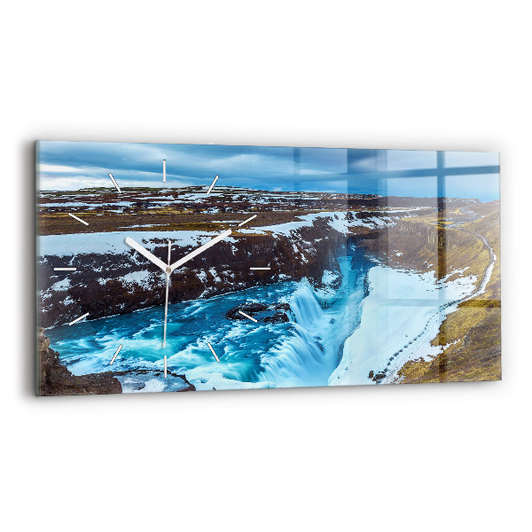 Vízszintes üvegóra Gullfoss vízesés Izlandon
