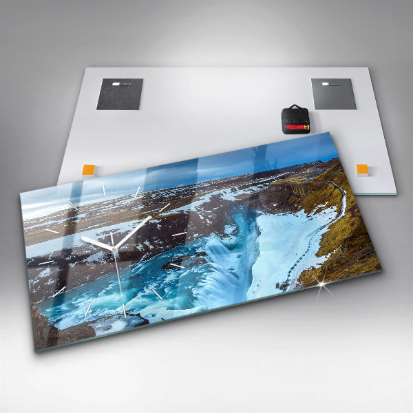 Vízszintes üvegóra Gullfoss vízesés Izlandon