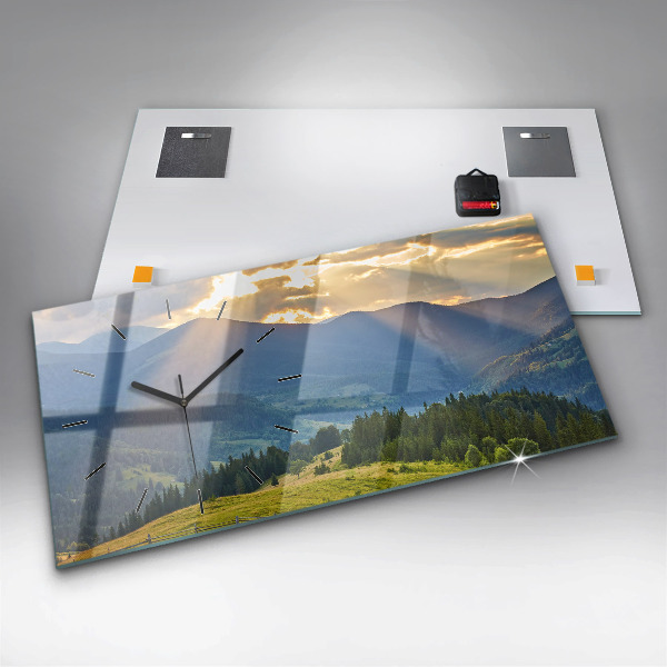 Vízszintes üvegóra Táj erdőkkel