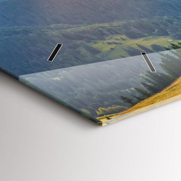 Vízszintes üvegóra Táj erdőkkel