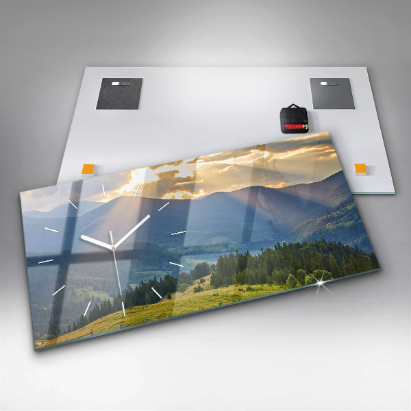 Vízszintes üvegóra Táj erdőkkel