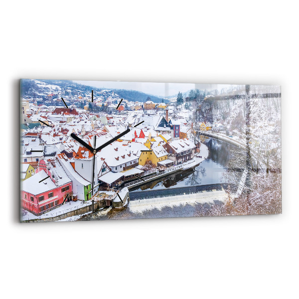 Vízszintes üvegóra Panoráma a városra télen