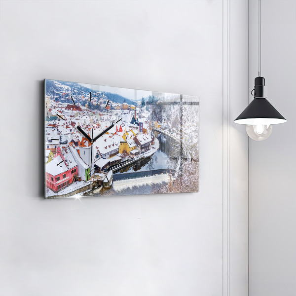 Vízszintes üvegóra Panoráma a városra télen