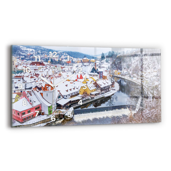 Vízszintes üvegóra Panoráma a városra télen