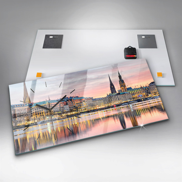 Vízszintes üvegóra Alster Hamburgban
