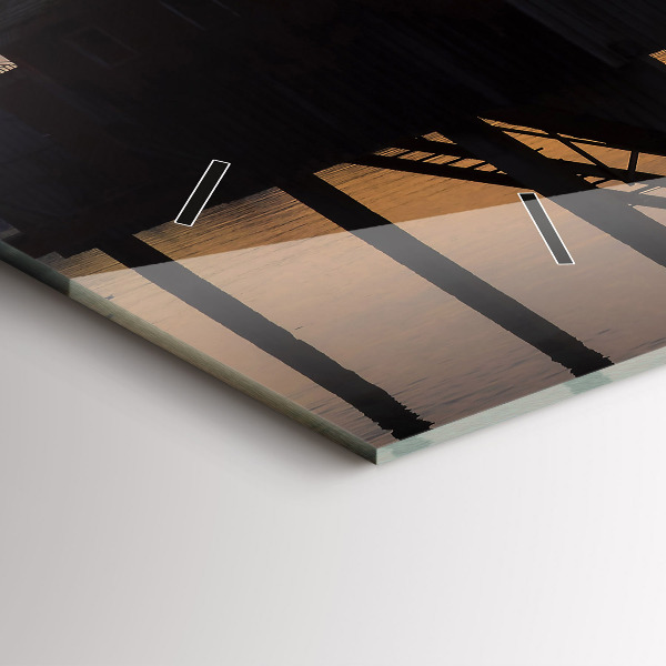 Vízszintes üvegóra Naplemente a tó felett