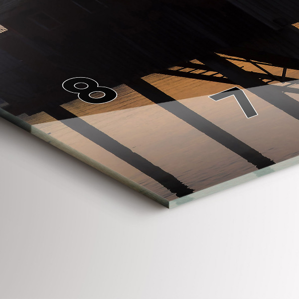 Vízszintes üvegóra Naplemente a tó felett