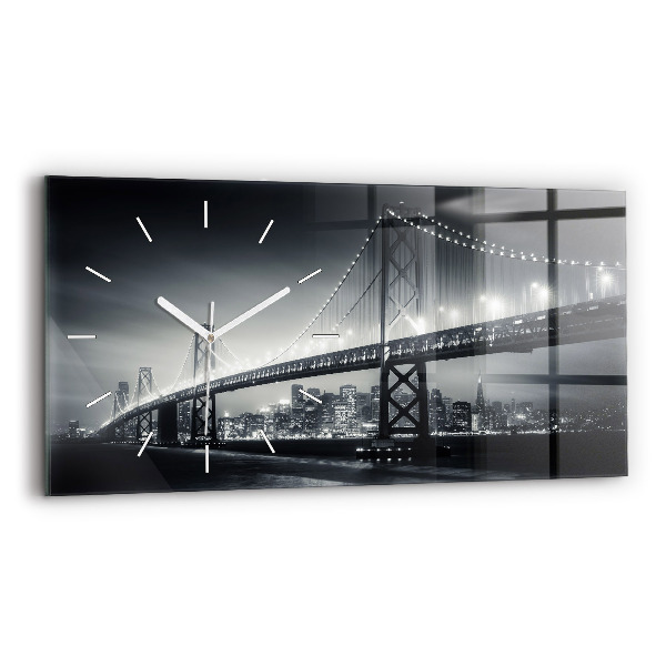 Vízszintes üvegóra San Francisco híd éjjel