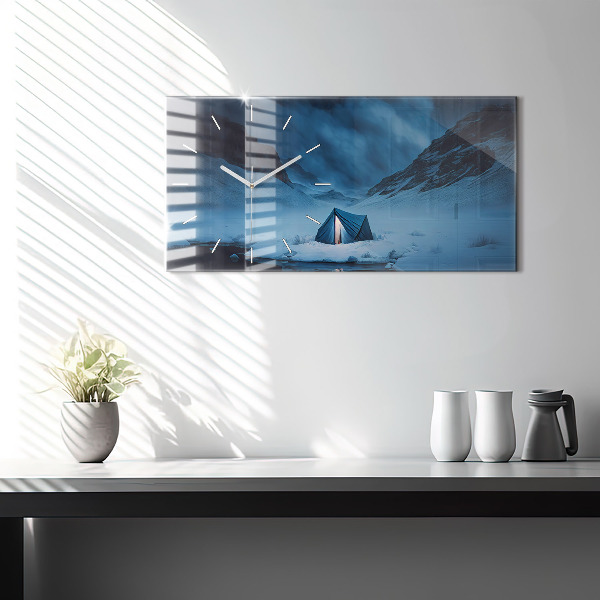 Vízszintes üvegóra Sátor Izland hegyei között