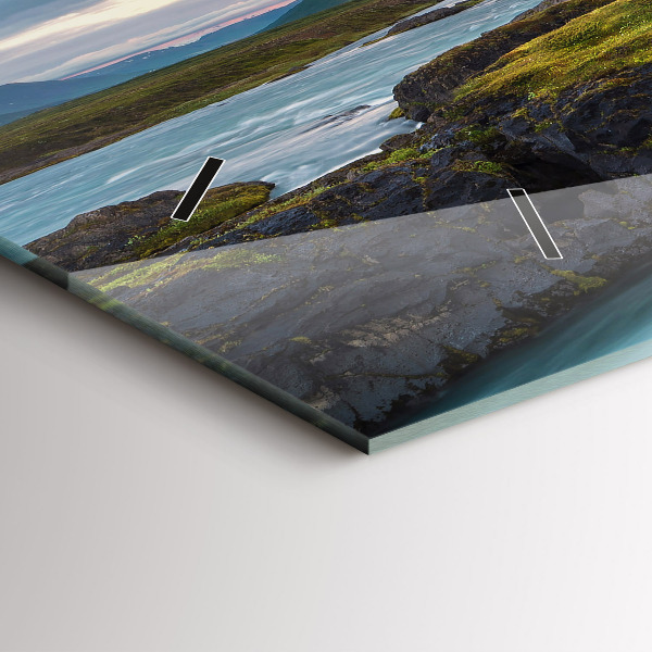 Vízszintes üvegóra Táj vízeséssel