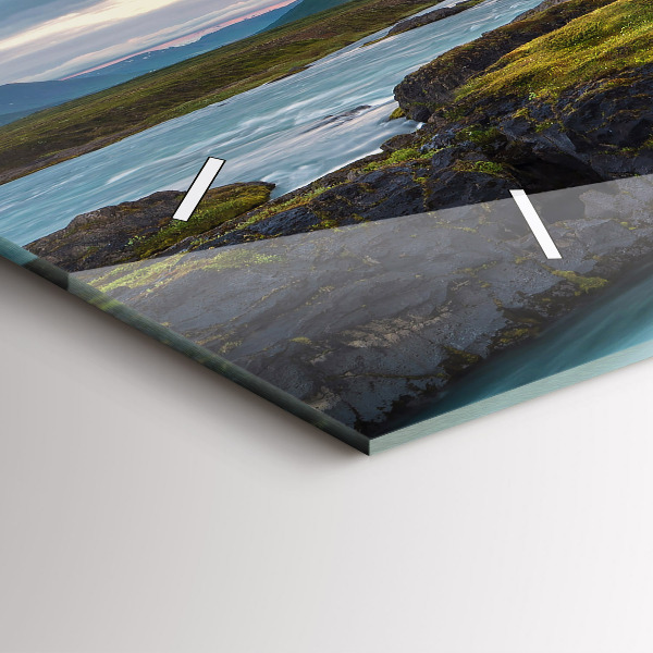 Vízszintes üvegóra Táj vízeséssel