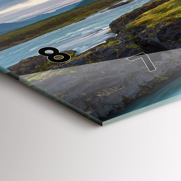 Vízszintes üvegóra Táj vízeséssel