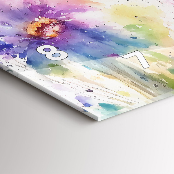 Vízszintes üvegóra Festett virágok